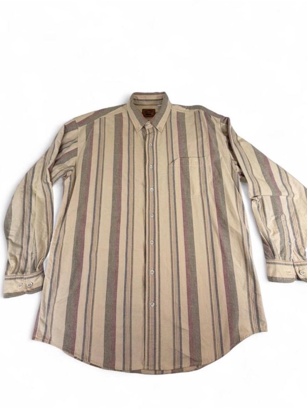 Vintage St. John's Bay Beige Striped Button-Down Shirt